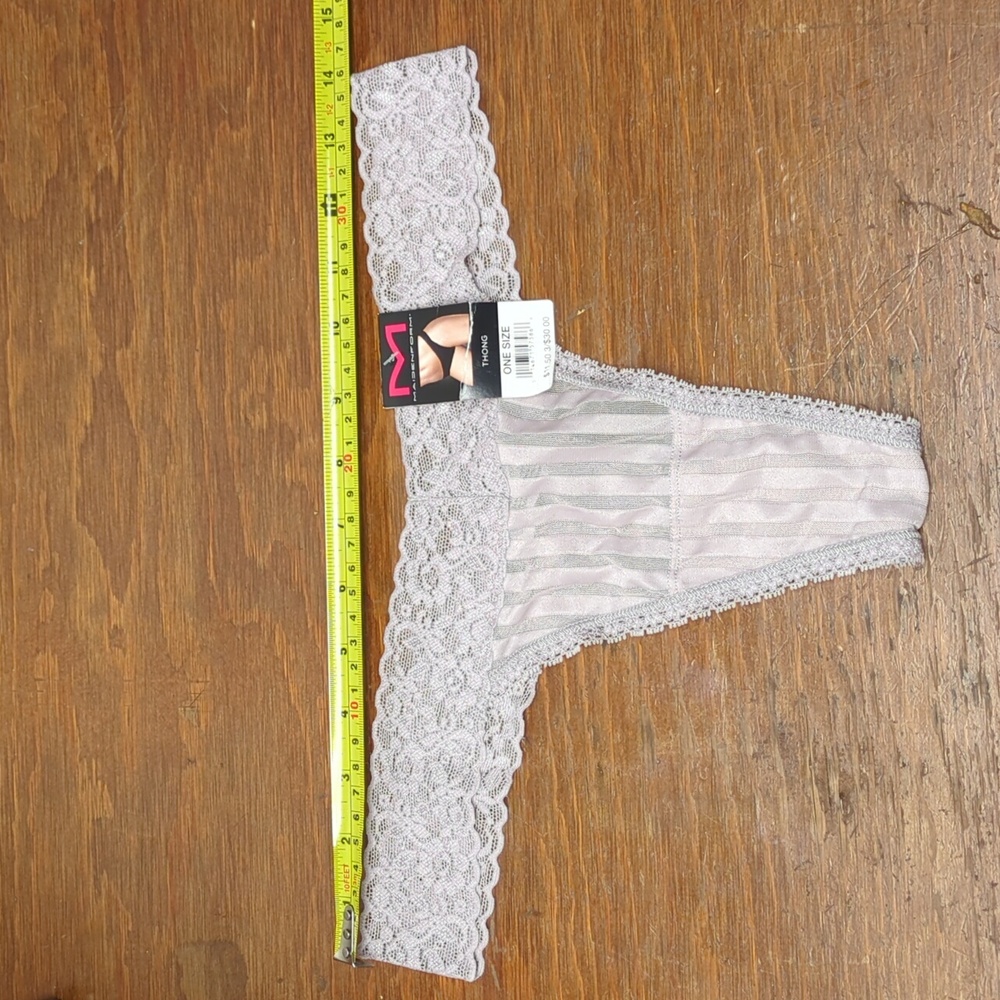 OS Fits Most maidenform lavender lace striped thong panty new w/ tag